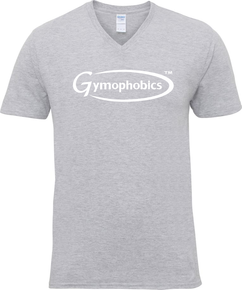 Gym Premium Cotton Unisex V Neck in Heather Grey