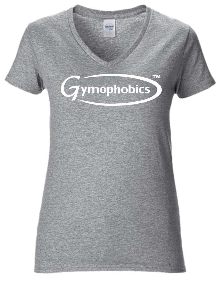 Gym Ladies Premium Cotton V Neck in Sport Grey